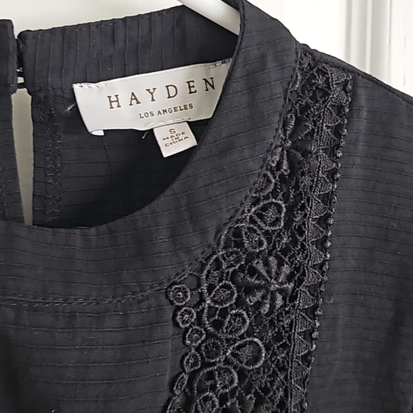 Hayden Small Black Puff Short Sleeve Cropped Lace Smocked Ruffle - Picture 2 of 3